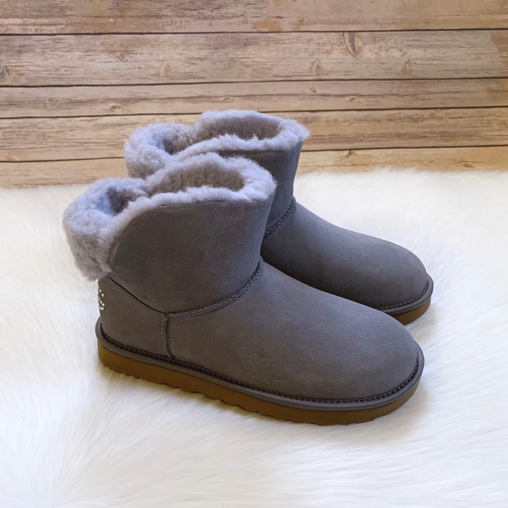 UGG Classic Bling Mini Grey Boots - Picture 2 of 6